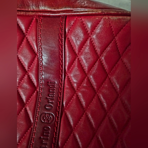 Marino Orlandi Red Large Quilted Leather Tote Bag - Picture 14 of 15